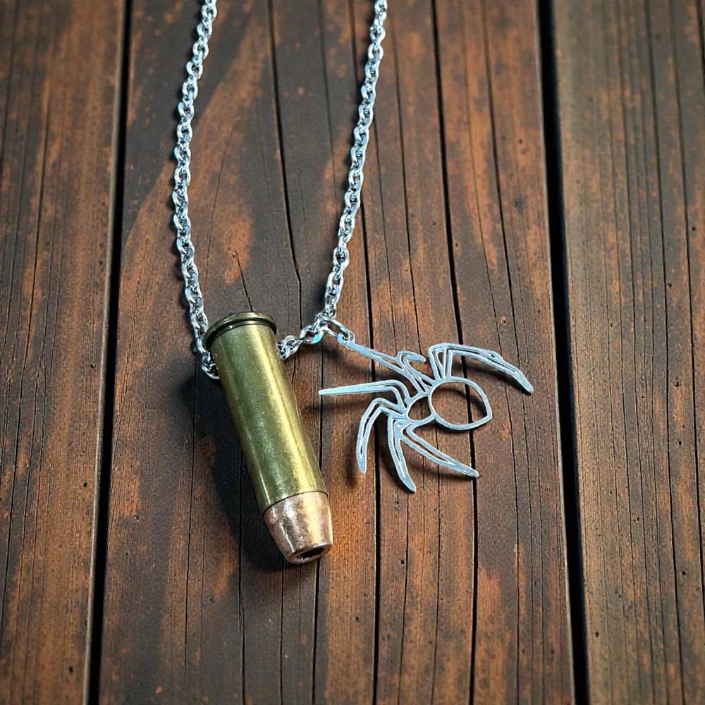 🆕 38 Special Hollow Point with Black Widow Pendant Necklace